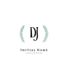 DJ Initial handwriting logo vector	