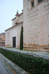 Fototapeta premium Winter morning view of Church of Santa Maria de la Alhambra, Granada, Andalucia, Spain