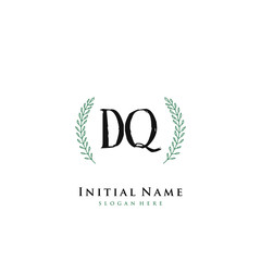 DQ Initial handwriting logo vector	