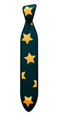 Dark blue necktie with yellow stars pattern on white background