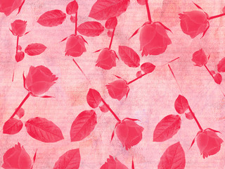 Vintage paper with roses motif. Wedding or Valentines background.