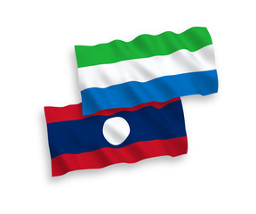 Flags of Sierra Leone and Laos on a white background