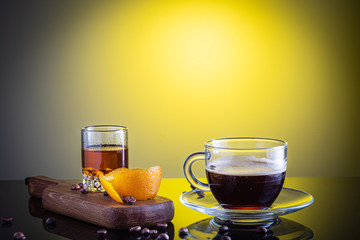 Carajillo, traditional Spanish coffee with brandy, cognac or rum