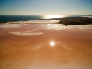 Koyashskoe pink salt lake in Crimea