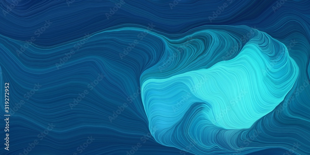 Poster card, poster or canvas design with smooth swirl waves background design with teal green, turquoise a