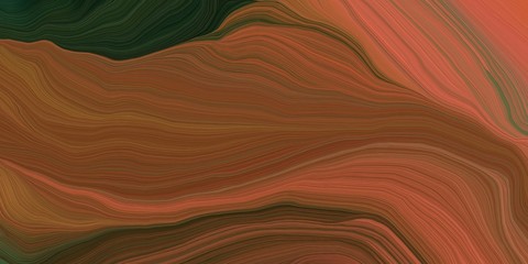 card, poster or canvas design with modern soft swirl waves background illustration with brown, very dark green and moderate red color