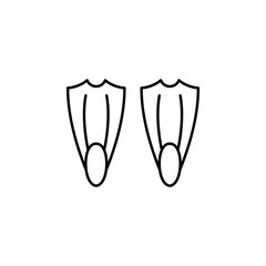 flippers, fins, dive, swimming line icon on white background