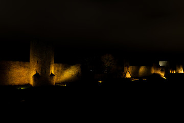 Town Wall in Visby, Sweden at Night
