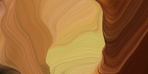 card, poster or canvas design with modern soft curvy waves background illustration with peru, very dark red and dark khaki color