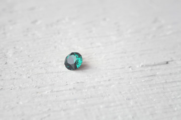 Green Crystal Stone macro, purple rough quartz crystals