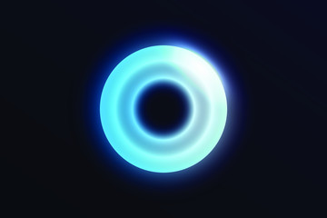 Neon blue glowing circle background. Vector illustration.