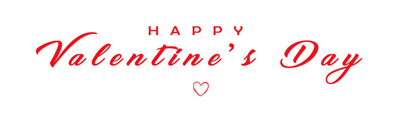 Happy Valentines Day calligraphy banner on white background. Greeting card with typography text valentine s day and heart