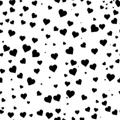 seamless pattern from black hearts on a white background. Valentine's day