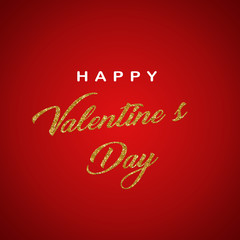 happy valentines day handwritten lettering holiday design to greeting card, poster, congratulate, calligraphy golden text