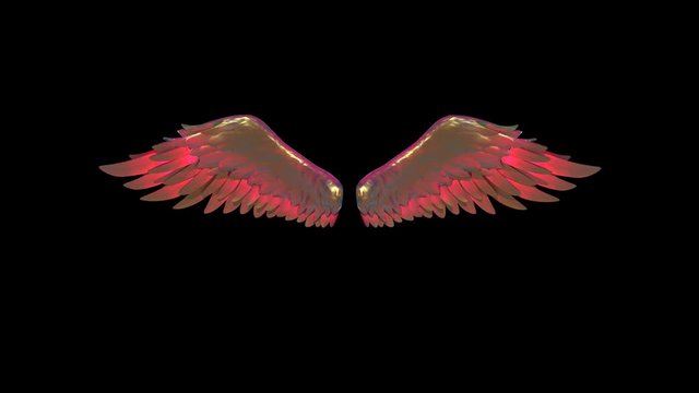 Red Wings Alpha Matte 3D Animation Rendering 4K