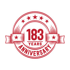 183 years logo design template. 183rd anniversary vector and illustration.