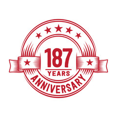 187 years logo design template. 187th anniversary vector and illustration.