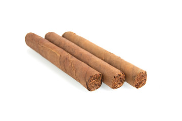 Cuban cigars on a white background
