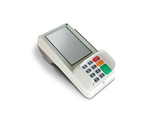 Credit card terminal isolated on white background