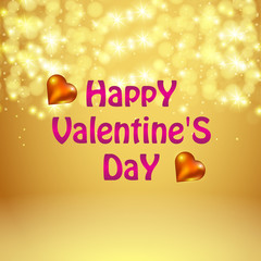 Happy Valentines Day with colorful heart and golden background