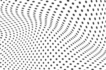Halftone dots illustration. Half tone mosaic pixels wavy background. 