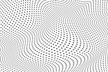 Halftone dots illustration. Half tone mosaic pixels wavy background. 