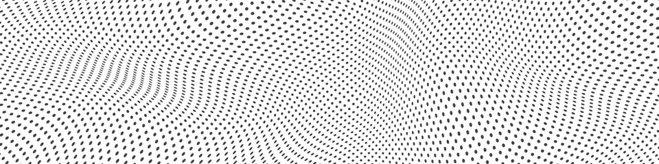 Halftone dots illustration. Half tone mosaic pixels wavy background. 