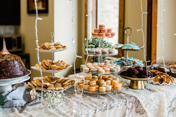 Assorted Tray of Macaron Cookies and Other Party Food