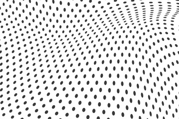 Halftone dots illustration. Half tone mosaic pixels wavy background. 