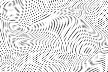 Halftone dots illustration. Half tone mosaic pixels wavy background.