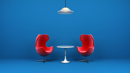 nowoczesne wnętrze fotele czerwony aksamit walentynki blue classic kolor roku 2020