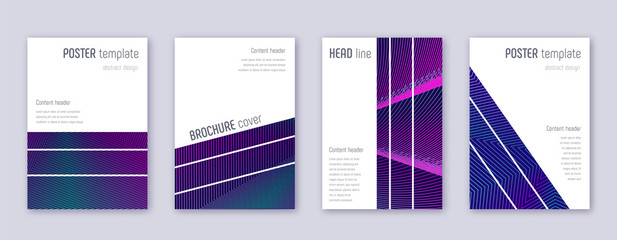 Geometric brochure design template set. Neon abstr