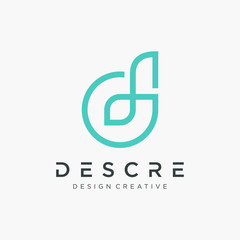 abstract Initial letters D dd logo design with leaf concept. Minimal line font style D Letter Logo for personal and corporate identity. logo mono line concept. - vector