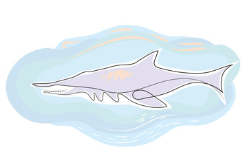 One continuous line drawing of shark in the sea. Simple line art drawing of  wild sea life.