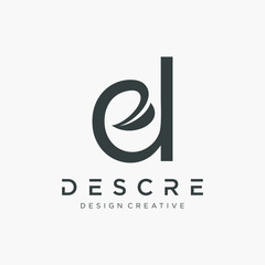 abstract Initial letters D logo design with leaf concept. Minimal line font style D Letter Logo for personal and corporate identity. logo mono line concept. - vector