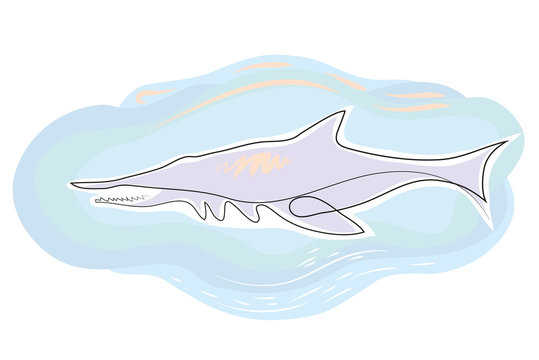 recommend clip art: One continuous line drawing of shark in the sea. Simple line art drawing of  wild sea life.