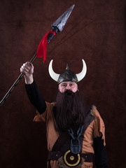 portrait of medieval scandinavian warrior viking