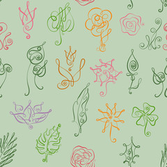 Seamless pattern with Thin line style floral icon.