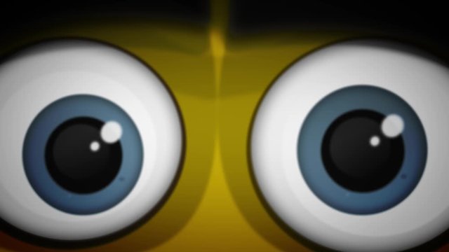 Cartoon Funny Surprised Character Eyes Close Up/ 4k animation of a funny cartoon comic character face with eyes expressing sadness and surprise