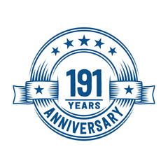 Fototapeta premium 191 years logo design template. 191st anniversary vector and illustration.