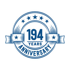 194 years logo design template. 194th anniversary vector and illustration.