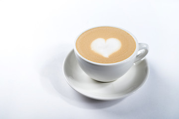 Coffee latte with heart pattern, latte art