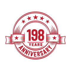 198 years logo design template. 198th anniversary vector and illustration.
