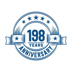 198 years logo design template. 198th anniversary vector and illustration.