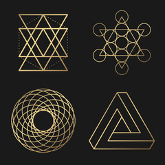 Sacred geometry golden vector design elements collection - 319282383