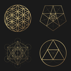 Sacred geometry golden vector design elements collection - 319283518