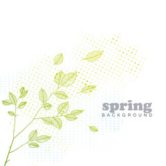 Spring hand drawn vector illustration halftone background