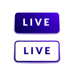 Video live stream buttons. Online tv broadcast icons, lower third gradient templates. Vector isolated set
