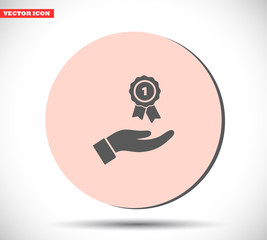 Prize in the hand icon , lorem ipsum Flat design