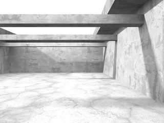 Dark concrete empty room. Modern architecture design